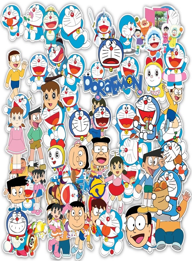 دي2سي مجموعة ملصقات دورايمون الكرتونية من D2C، 67 ملصقًا بلمسة نهائية لامعة، 5 سم بأحجام عشوائية، لأجهزة الكمبيوتر المحمولة، ودفاتر القصاصات، وزجاجات المياه، وغيرها. - Image 1